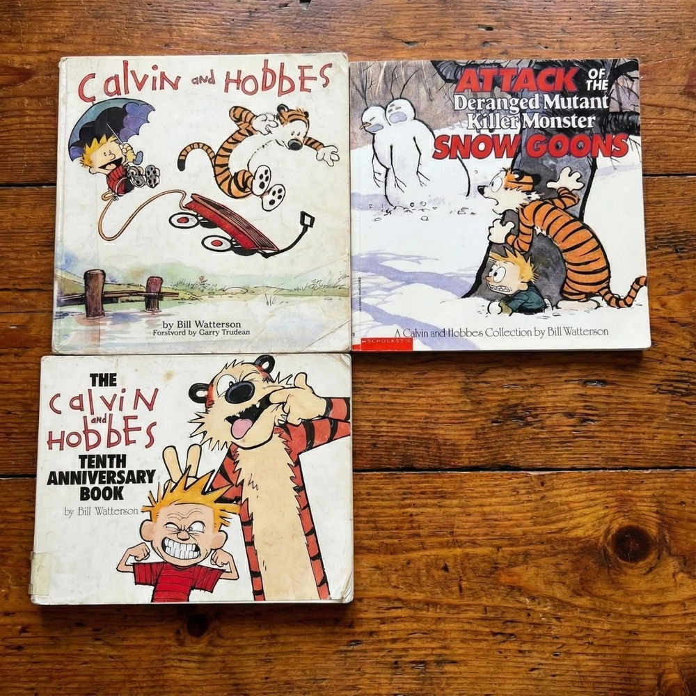 Calvin and Hobbes 3 Book Lot by Bill Watterson Tenth Anniversary, Snow Goons